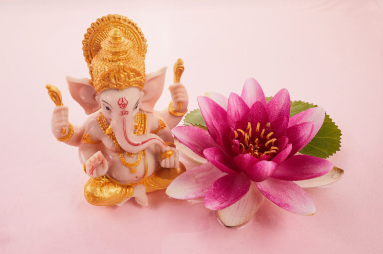 Ganesh Ji idol placed on table