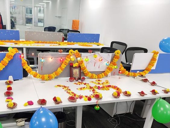 Office with Stunning Diwali Decoration