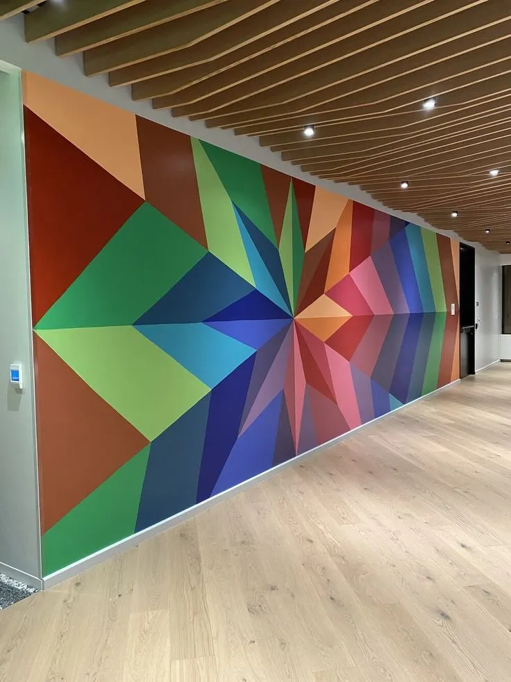 Office walls with colorfull geometric pattern.webp