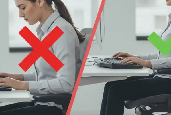 Office ergonomic furniture setup improving posture and comfort