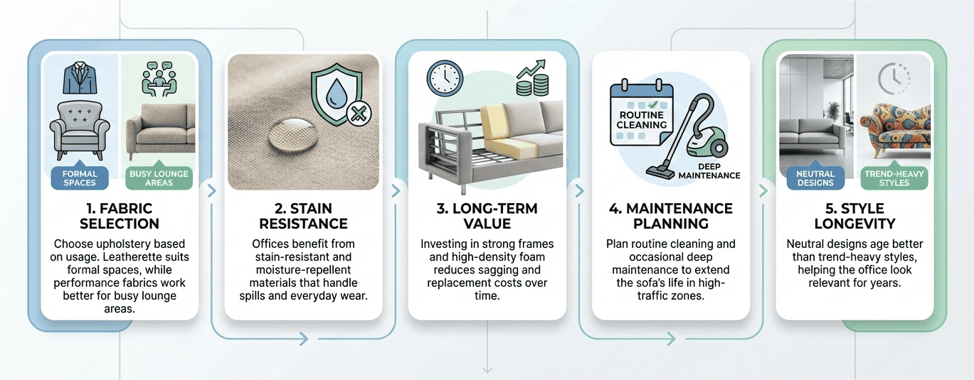 Top Office Sofa Trends + How to Select the Right Style for Your Workspace 11 How to Balance Design Durability and Maintenance