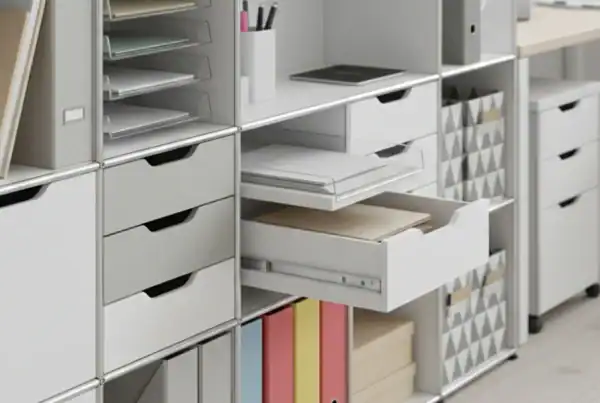 Modern office storage furniture solutions by Vlite Furnitech in organised workspace