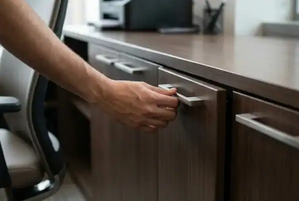 Modern boss cabin furniture setup with executive desk and ergonomic seating