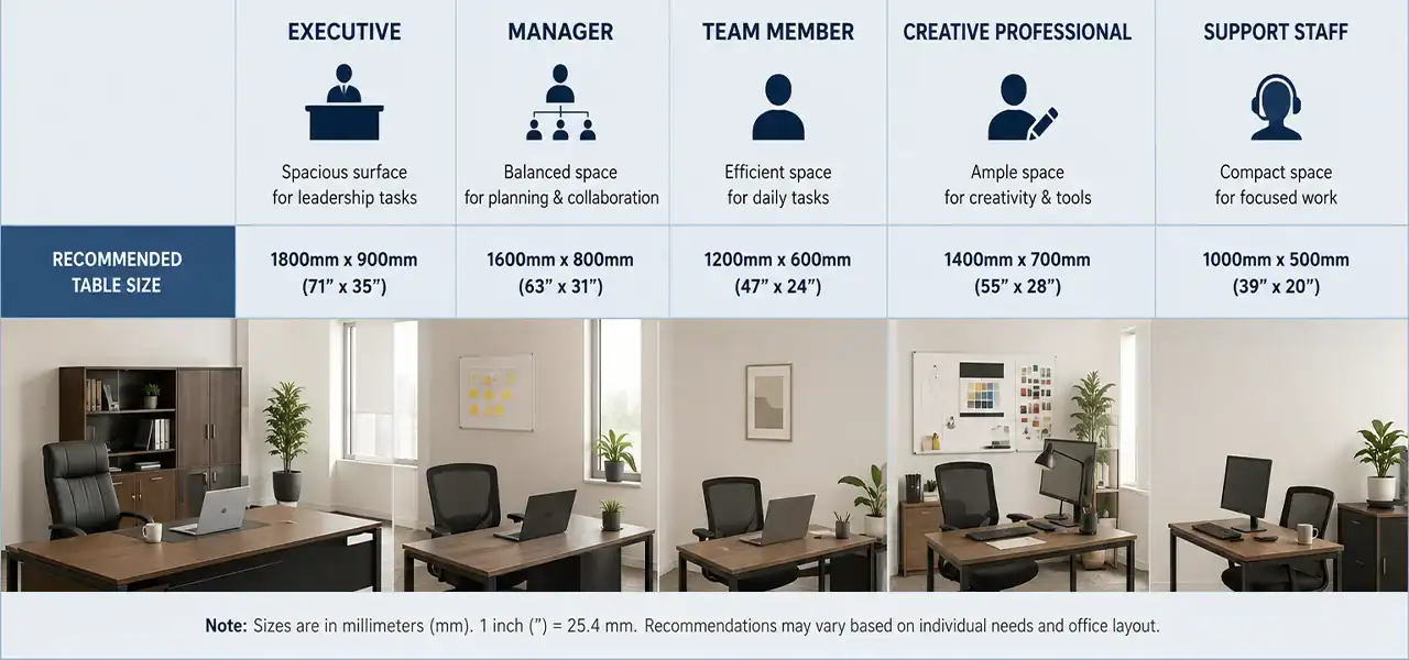 Office Table Size Guide For Different Work Roles 3 Office table size guide for different work roles in a modern office