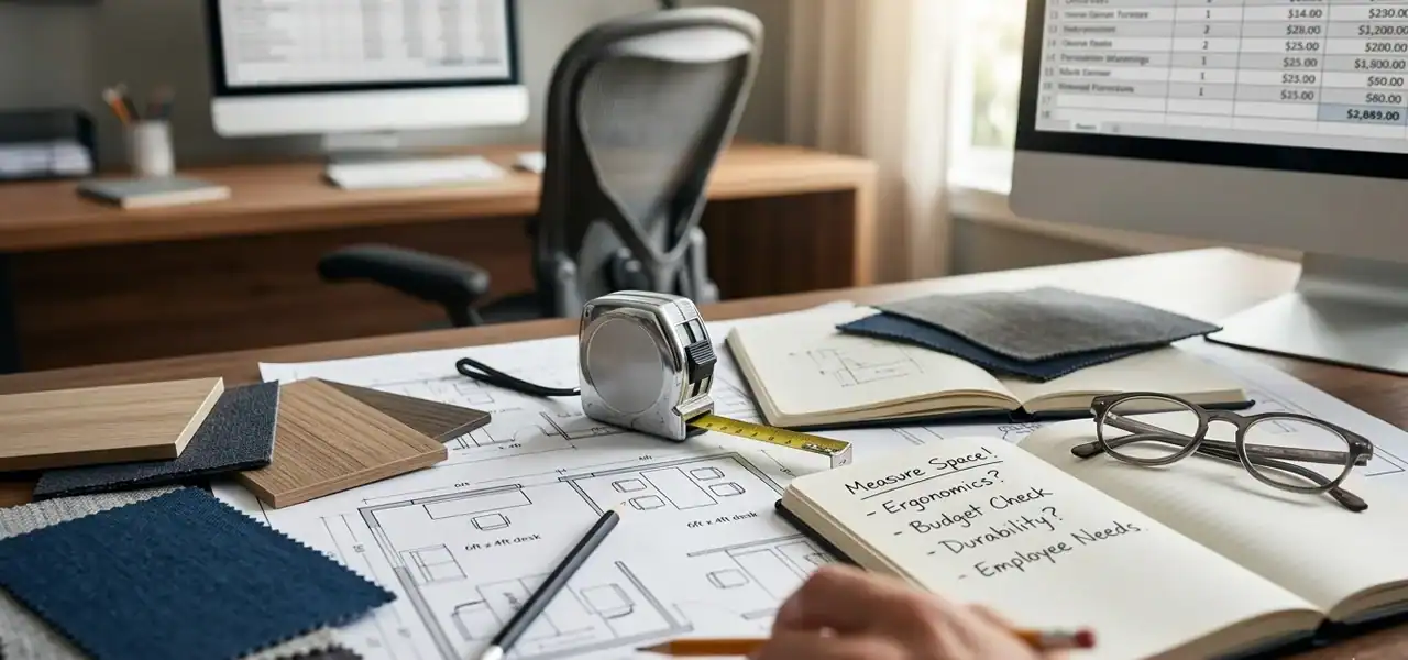 Things to Consider Before Buying New Office Furniture 3 Modern office furniture setup for productive corporate workspace