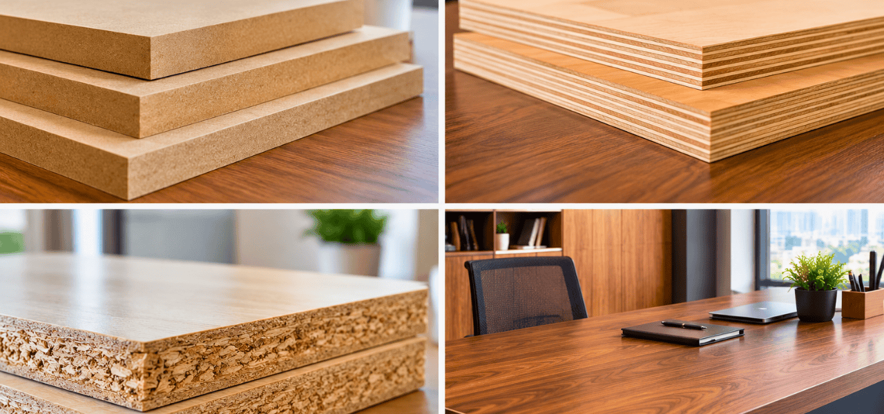 Office Table Materials - MDF vs Plywood vs Particle Board vs Veneer