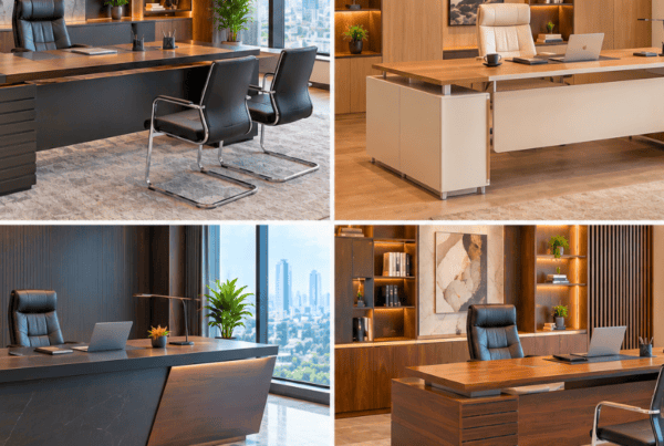 Office Boss Table Design - Layout, Storage and Side Units